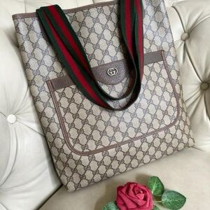 GUCCI • GG Sherry Line Coated Canvas Tall Tote